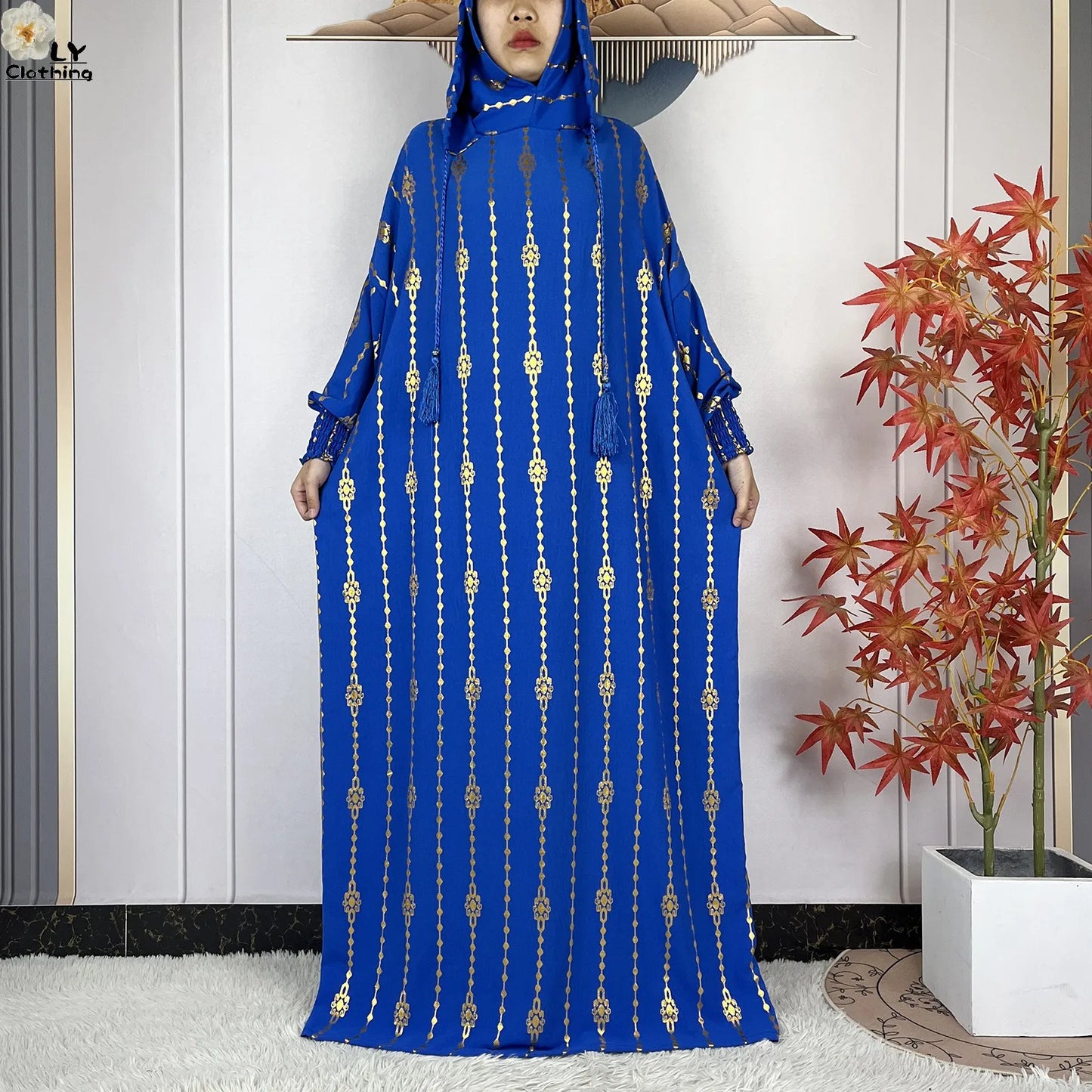 New Long Sleeves Two-Hat Abaya Loose Muslim Ramadan For Women Prayer Clothes Dubai Turkey Islam Dress African Kaftan Women Dress