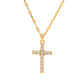 Youthway Stainless Steel 18K Gold Plated White Cubic Zirconia Cross Pendant Necklace Waterproof Trendy Jewelry Women New