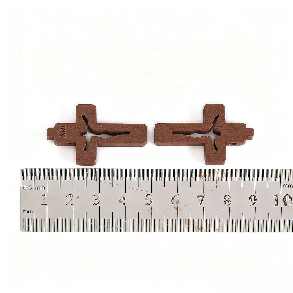 10pcs Mini Wooden Crosses Pendants INRI Jesus Crucifix Prayer Cross Christian Easter Decor Baptism Gift DIY Jewelry Keychain
