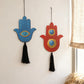 1pc Hamsa Hand Wall Hanging Decor, Blue & Red Evil Eye Tassel Ornaments, Boho Home Decor Pendant, Living Room & Gift Decoration