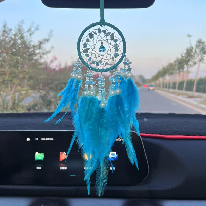 Car Interior Backpack Pendant Dream Catcher Crystal Stone Exquisite Interior Pendant Feather Dream Catcher Wind Chimes