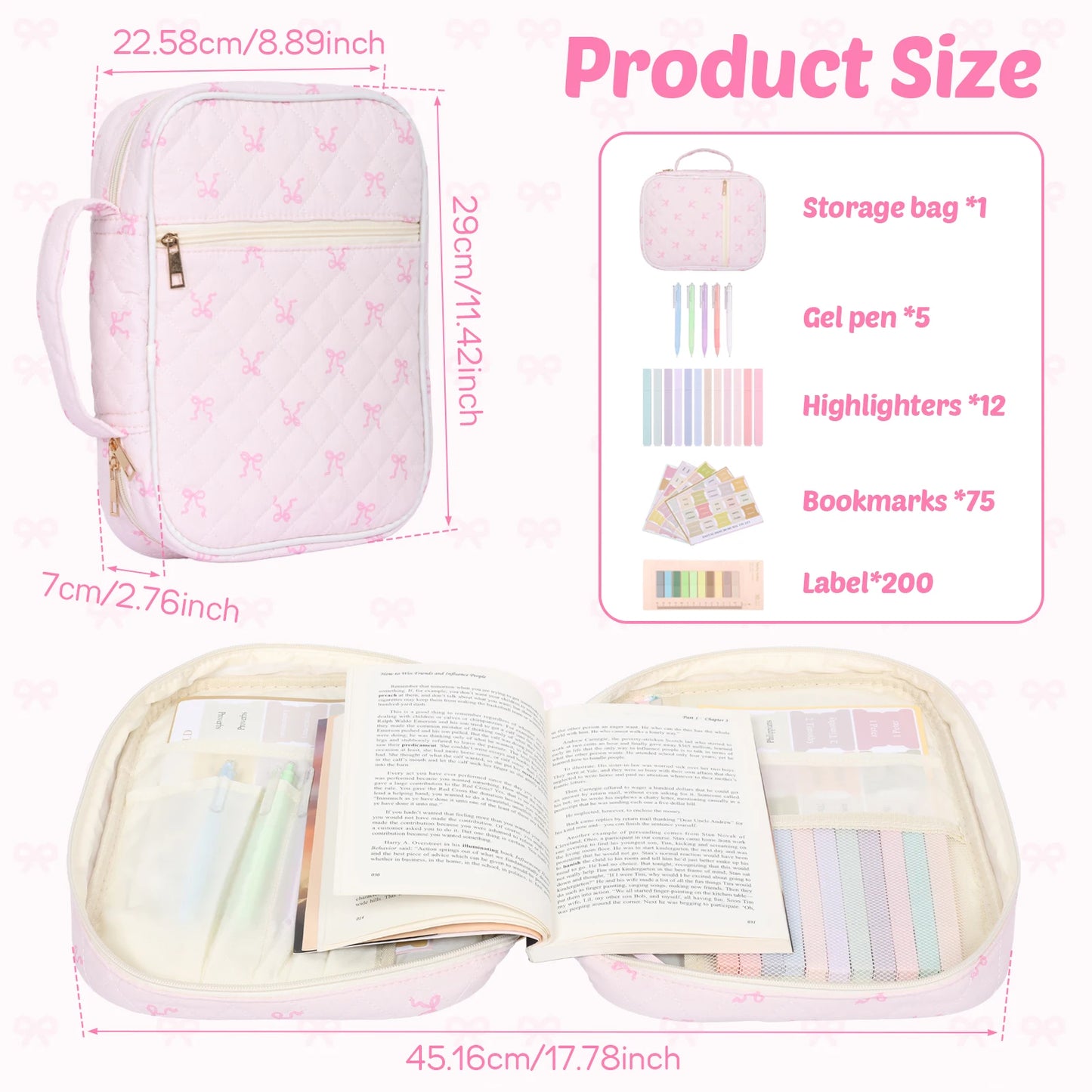 1 Set Bible Bag Hand Carry Bible Cover Case with Study Supplies Multiple Pocket Book Carrying Case Portable Notebook Storage Bag
