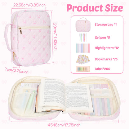 1 Set Bible Bag Hand Carry Bible Cover Case with Study Supplies Multiple Pocket Book Carrying Case Portable Notebook Storage Bag