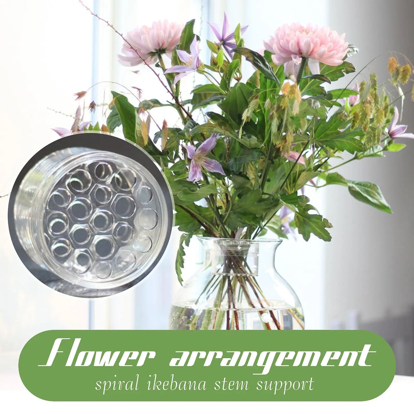 New Spiral Ikebana Stem Holder, Floral Grid for Vase Elegant Centerpiece Design Company Party Flower Arrangement Tool