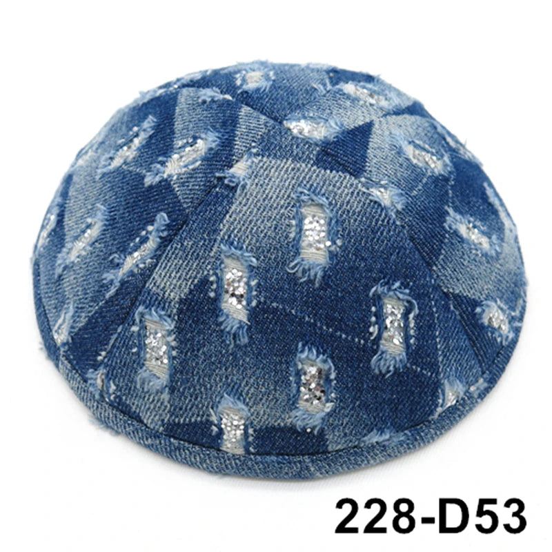 GIU 19cm Jewish Jean Denim Kippo Hats Caps Skullies Beaniest Kipa Yarmulke Kippah Dome For Wedding And Events