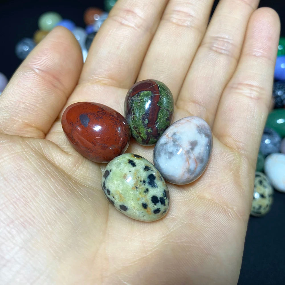 EG1-7 Mini Natural Stone Egg, Small Polished Egg Shaped Stone for Meditation Stress Relief Fidget Palm Desk Decor Gift