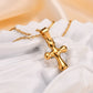 Vnox Stylish Stainless Steel Creative Cross Necklace, Classic Religious Women's Zircon Pendant, Fashion Jewelry Accessories