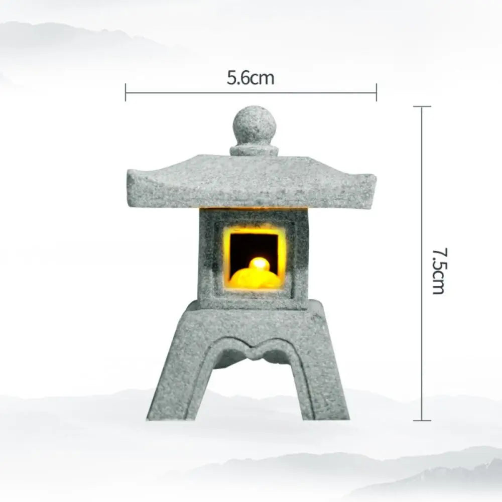 New Mini Pagoda Lantern Light Garden Statue Decorative Sand Stone Micro Landscape Lamp Zen Yard Miniature Bonsai