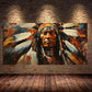 American Indian Man Poster, Ethnic Prints Wall Decor, Native Chief Canvas Painting Wall Art, for Living Room Home Decoration