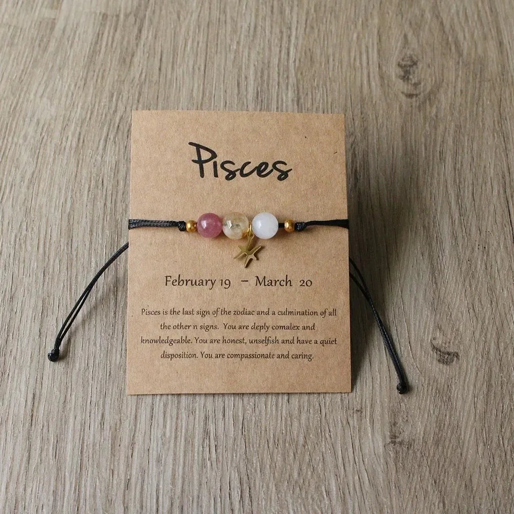 US  Aries Taurus Gemini Cancer Leo Virgo Libra Scorpio Sagittarius Capricorn Aquarius Pisces Gifts for Women Zodiac Bracelet
