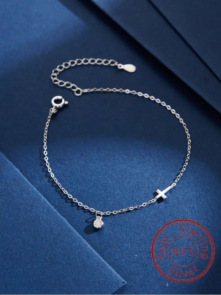 925 Sterling Silver Elegant Cross Shaped Zircon Bracelet For Women Anniversary Party Fashion High Quality Fine Jewelry Gifts
