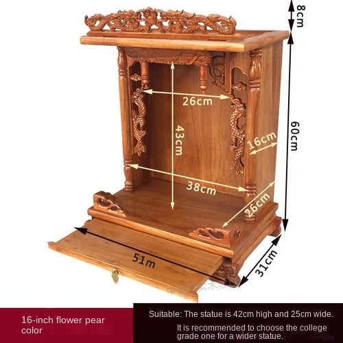 Standing Cabinet with Buddhist Nativity, Solid Wood, God of Wealth