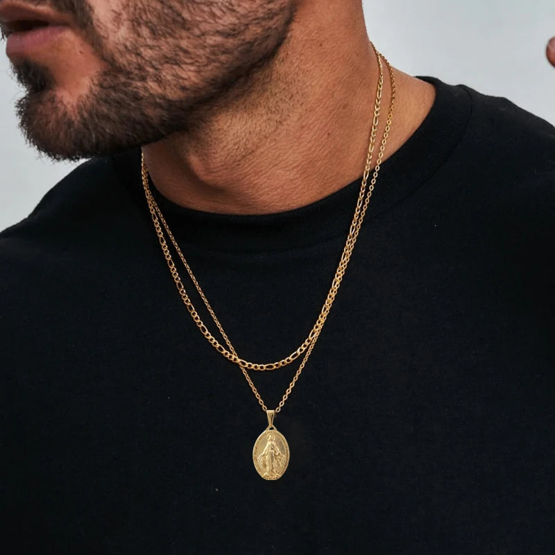 Hot Sale Virgin Mary Pendant Necklace - 18K Gold Plated & 316L Stainless Steel Religious Medallion, Catholic Gifts for Women Men