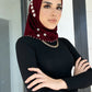 Trendy Muslim Instant Hijab Beads Bonnet Stretch Scarf Islamic Headband Jersey Hijab Headwrap Turbante for Women