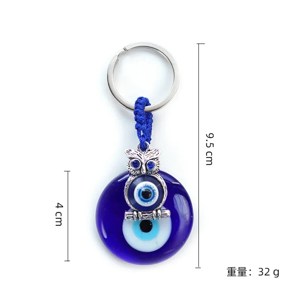 Turkish Blue Evil Eye Keychain Luckly Owl Elephant Butterfly Tortoise Charms With Key Holder Handbag Decorations For Women Men
