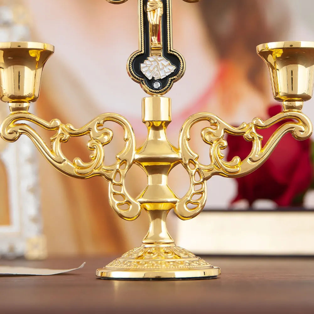 Orthodox Cross Menorah, Jesus Menorah, Zinc Plated Menorah, Church Supplies, Religious Gifts