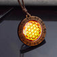 Sri Yantra Mandala Glass Necklace Wood Pendant Buddhist Sacred Geometry Jewelry Spiritual Yoga Gift