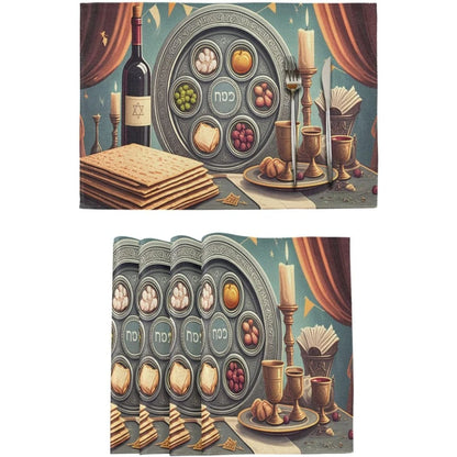 Happy Passover Placemats Holiday Party Decor Jewish Pesach Seder Plate Matzo Dining Table Mats Place Mat Passover Decorations
