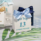 Customizable Mazel Tov Favor Box with Tefillin Graphic, Jewish Bar Mitzvah Gift Bag with Blue Ribbon for Party Favors