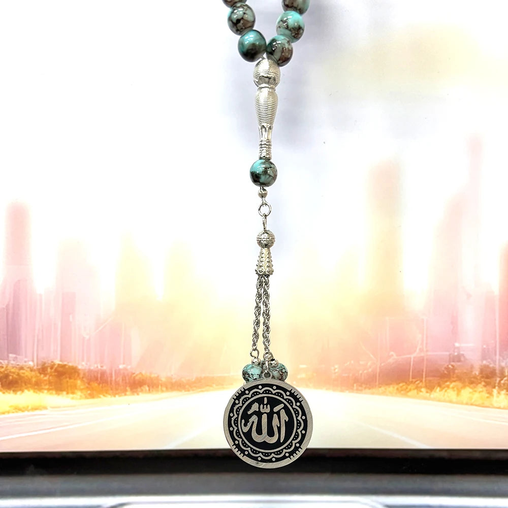 Muslim Worship Prayer Hand Chain For Men Islam 33Pcs Prayer Rosary Allah Quran Nature Stone Tassel Faith Bracelet Jewelry