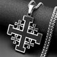 Christian Jerusalem Cross Pendant Necklace for Men Women Stainless Steel Bible Verse Lord's Prayer Chain Jewelry collar N3239S02