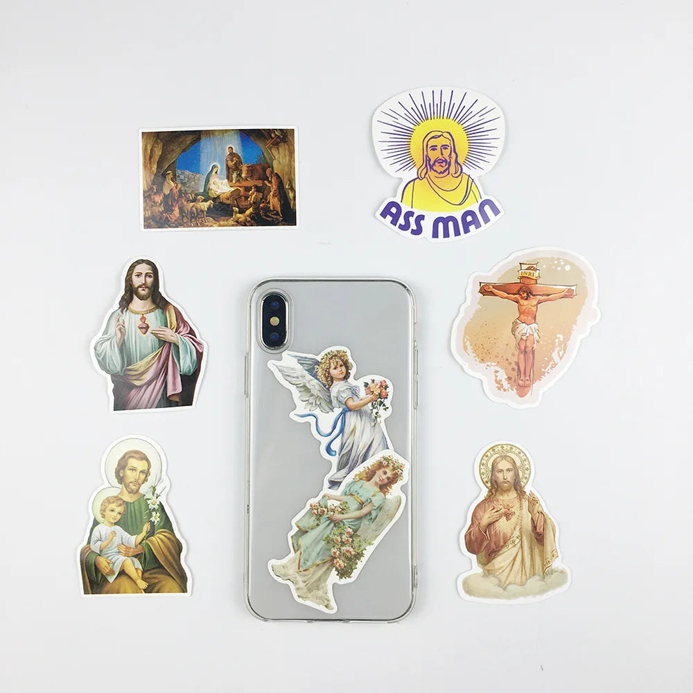 10/30/68pcs 2 style Jesus Christian Religion Stickers Phone Laptop Car Case Freezer Luggage Wall Waterpoof DIY Graffiti Sticker