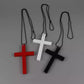 Fashion Punk Gothic Wood Cross Pendants Necklace White Black Cross Choker Y2k Hip Hop Necklace Sweater Chain Gifts