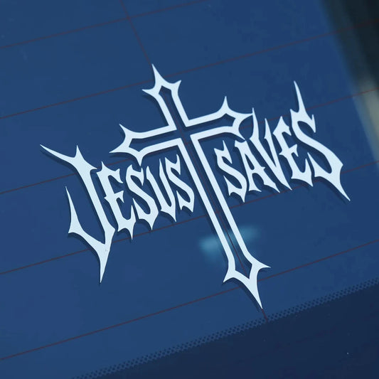 Jesus Saves Car Sticker Vinyl Decal for Auto Motorcycle Windshield Glass Rear Window Decorative Religious Motif