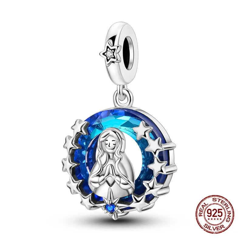Charms Bead 925 Sterling Silver Virgin Mary Cross Pendant Bead Fit Original Bangle Bracelet DIY Fine Jewelry For Women Gift Hot
