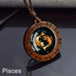 12 Zodiac Signs Rope Chain Necklace Aries Taurus Gemini Cancer Leo Virgo Libra Scorpio Constellation Necklace Wooden Pendant