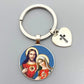 Jesus Sacred Heart Keychain Virgin Mary Glass Dome Key chain Catholic Men's and Women's Jewelry Gifts