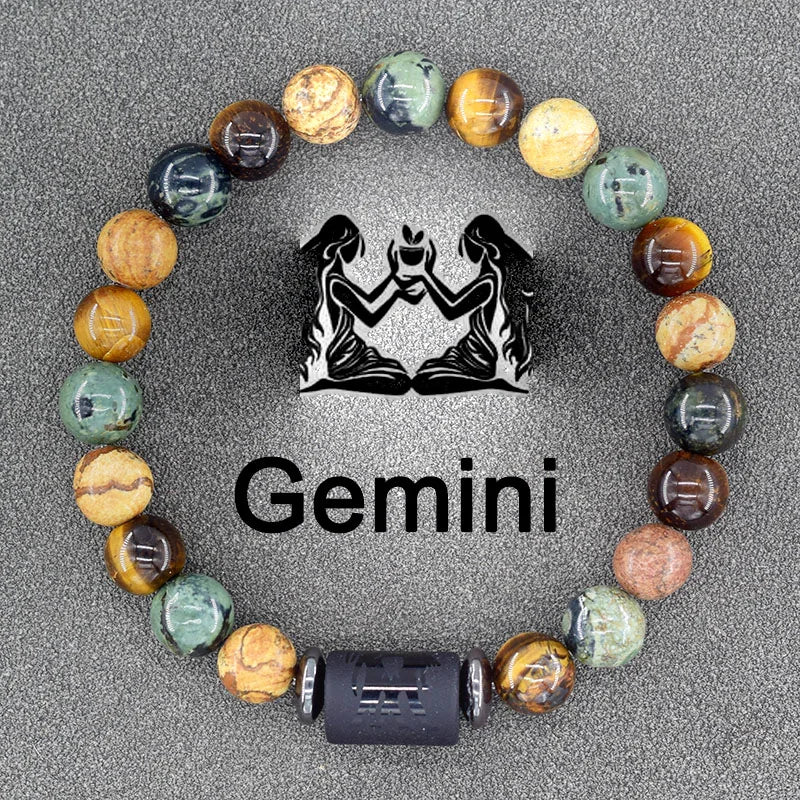 Zodiac Sign Bracelet Homme 12 Constellation Bangles Men Gemini Virgo Leo Libra Bracelet Women Friendship Gift Bracelet on Hand