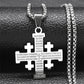 Christian Jerusalem Cross Pendant Necklace for Men Women Stainless Steel Bible Verse Lord's Prayer Chain Jewelry collar N3239S02
