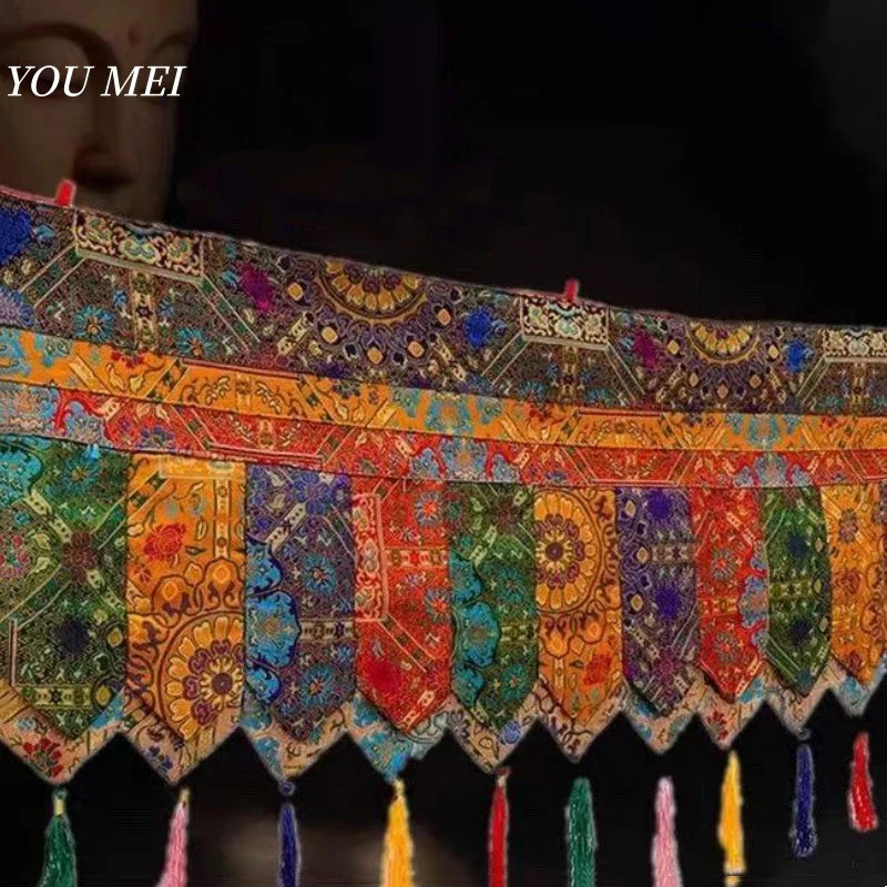 Tibetan Prayer Flag Five-Color Curtain Buddhist Altar Eight Auspicious 5m Curtain Wall Hanging Curtain Buddhist Item Decoration