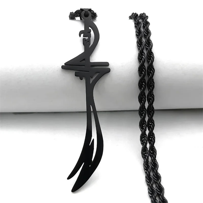 Arabic Sword Saudi Stainless Steel Islamic Muslim Zulfiqar Imam Ali Swords Necklaces for Men Islam Accessories Gift  Jewelry 656