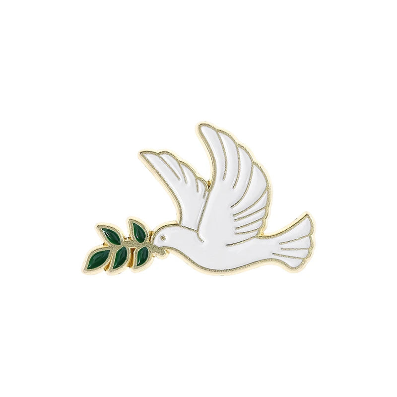 Peace Dove Olive Branch Enamel Pin Animal Pigeon World Peace Theme Metal Brooch Lapel Badge Jewelry Decoration Gift For Friends