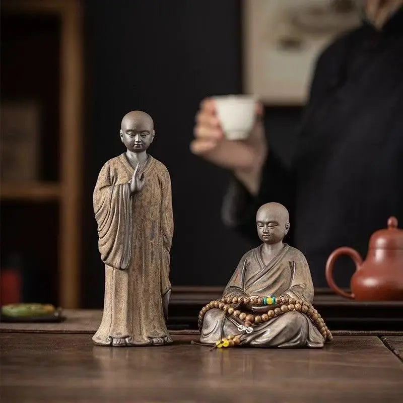 Ceramics  Little Monk sculptures and figurines  ceramic buddha statue Home Room Office Wealth Luck Feng Shui Decor blessing gift