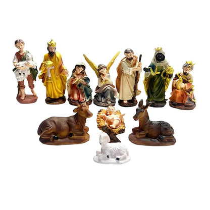 Nativity Figurine Christian Religious Sculpture Ornament Holy Family Birth of Jesus Statue Set for Office Home Xmas Gifts