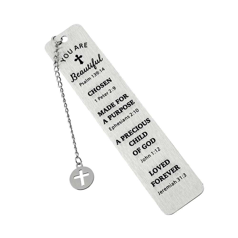 Religious Stainless Steel Bookmarks with Charms，Durable Page Markers for Christians, Bible Readers & Gift - Givers