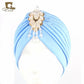 NEW Luxury Divas Stretchable turban Head wrap hat with beaded pendant women Headwear