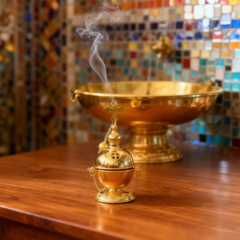 Exclusive Desktop Ritual Incense Burner For Eastern Orthodox Believers Gently Supported By Devout Prayers And Religious Beliefs