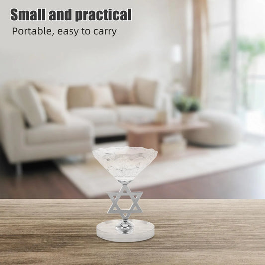 Crystal Star of David Holder Hanukkah Candlestick Decorative Tabletop Jewish Menorah Pillar Stand Centerpiece