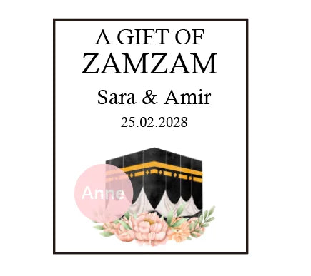 100pcs Custom A Gift Of Zam Zam Sticker Water Bottle Label Wedding Favours Hajj Umrah Mubarak Nikkah Adhesive Guest Gift Baptism