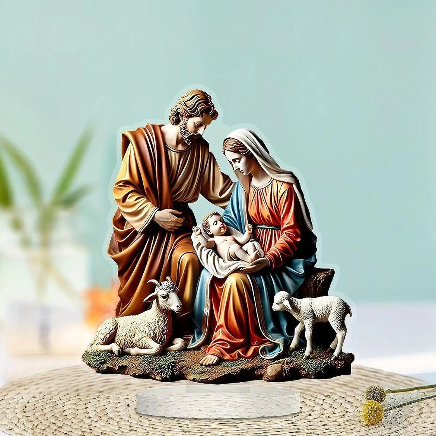 Virgin Mary Statue Ornaments Tabletop Decor Religious Crafts Holy Family Statues