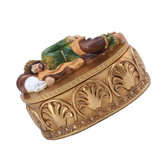 St Joseph Resin Statue Religion Jewelry Box Desktop Figurine for Office