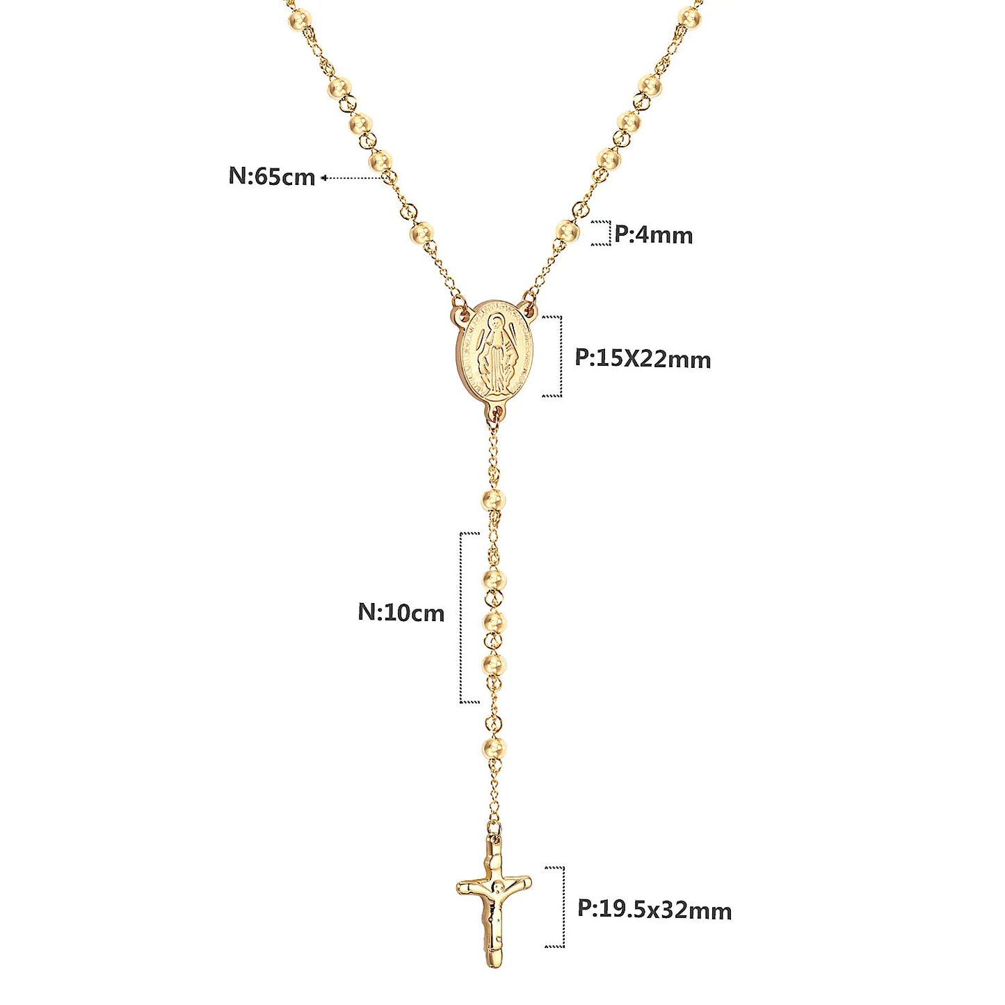 LUXUKISSKIDS Catholic Rosaries Beaded Prayer Cross Pendant Necklace Rosary Prayer Long Stainless Steel Necklaces Collier Jewelry