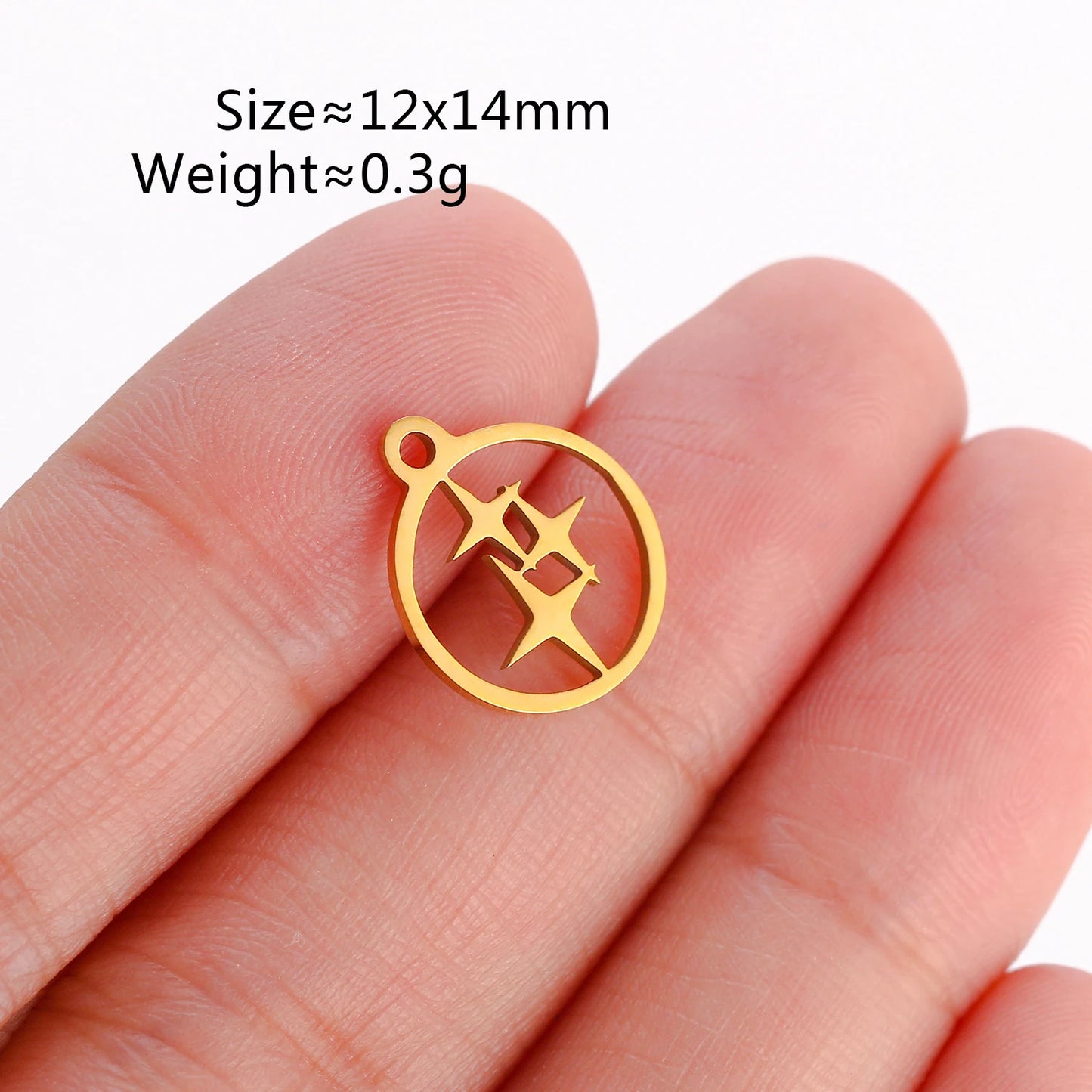 5Pcs Stainless Steel Moon&Sun&Star Charm Jewelry Making Accessories Supplies DIY Necklace Bracelet Celestial Pendants Findings