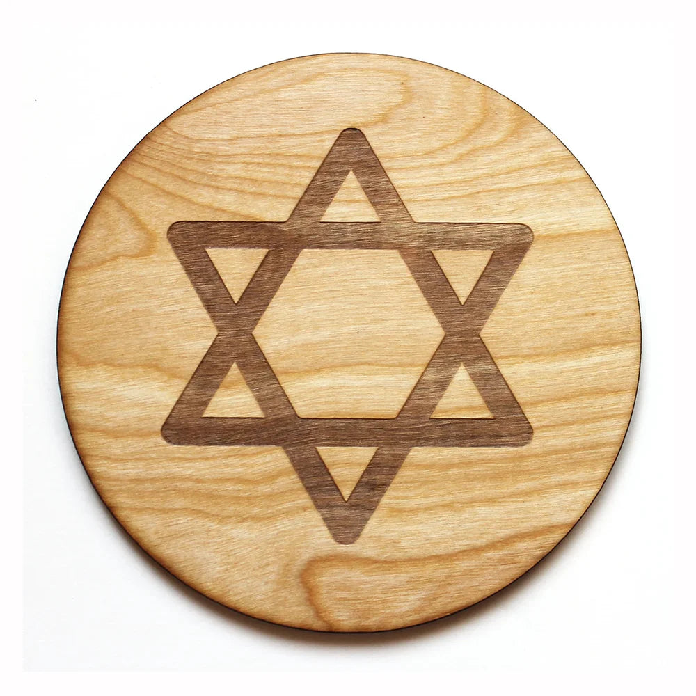 1Pcs Star of David Wood Coaster Hebrew Religious Hot Plate Hanukkah Decoration Jewish Holiday Home Desktop Accessories Judaica
