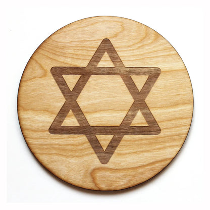 1Pcs Star of David Wood Coaster Hebrew Religious Hot Plate Hanukkah Decoration Jewish Holiday Home Desktop Accessories Judaica