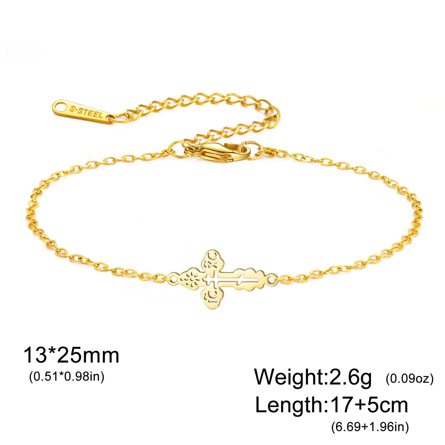 Dawapara Orthodox Bracelet for Women Men Vintage Faith Charm Bracelet Spiritual Gift Stainless Steel Religious Christian Jewelry